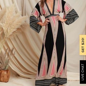 Lulu’s Montecito Black Print Maxi Dress- Med